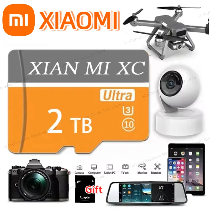 XIAOMI Высокоскоростная карта памяти 2 ТБ SD 2 ТБ 1 ТБ Класс 10 TF-карта 1 ТБ 512 ГБ для Nintendo Switch ПК Смартфон SD-карта 128 ГБ 256 ГБ