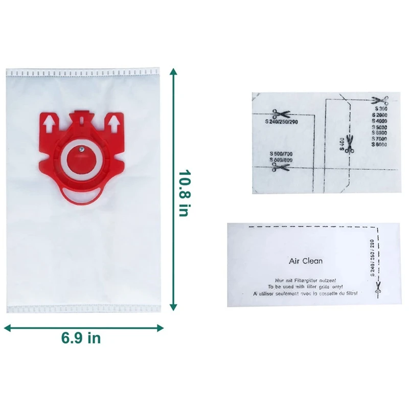 밀레 FJM 진공 백, 에어클린 3D 효율 진공 청소기용, 모터 필터 4 쌍 포함, 12 팩