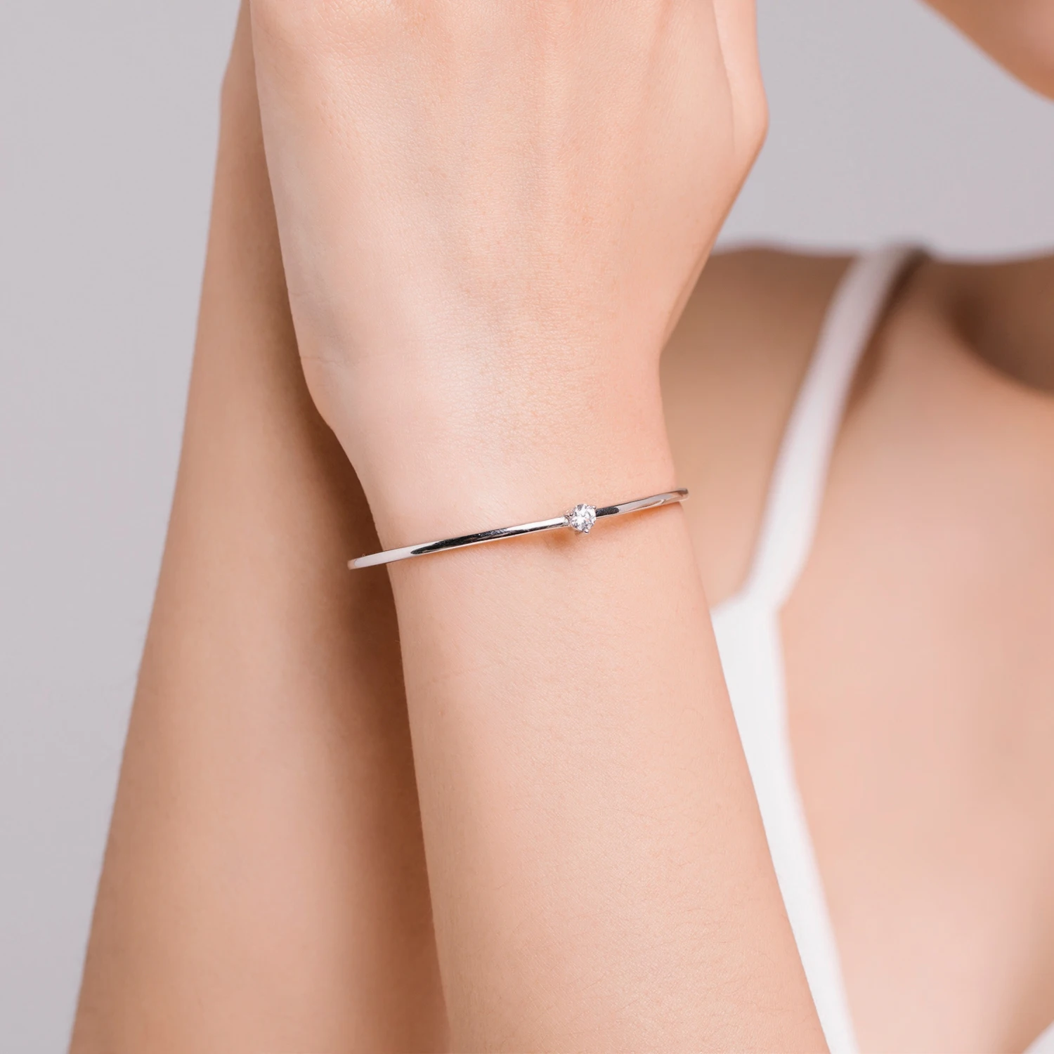 Modian 100% Real 925 Sterling Silver Round Clear Ten Heart CZ Open Bracelet For Women Fine Jewelry Charm Adjustable Bangle Gifts
