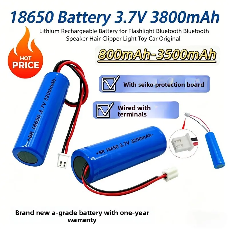 3.7V 3800mAh 18650 Rechargeable Lithium Battery For Flashlight Bluetooth Speaker Hair Clipper Toy Car