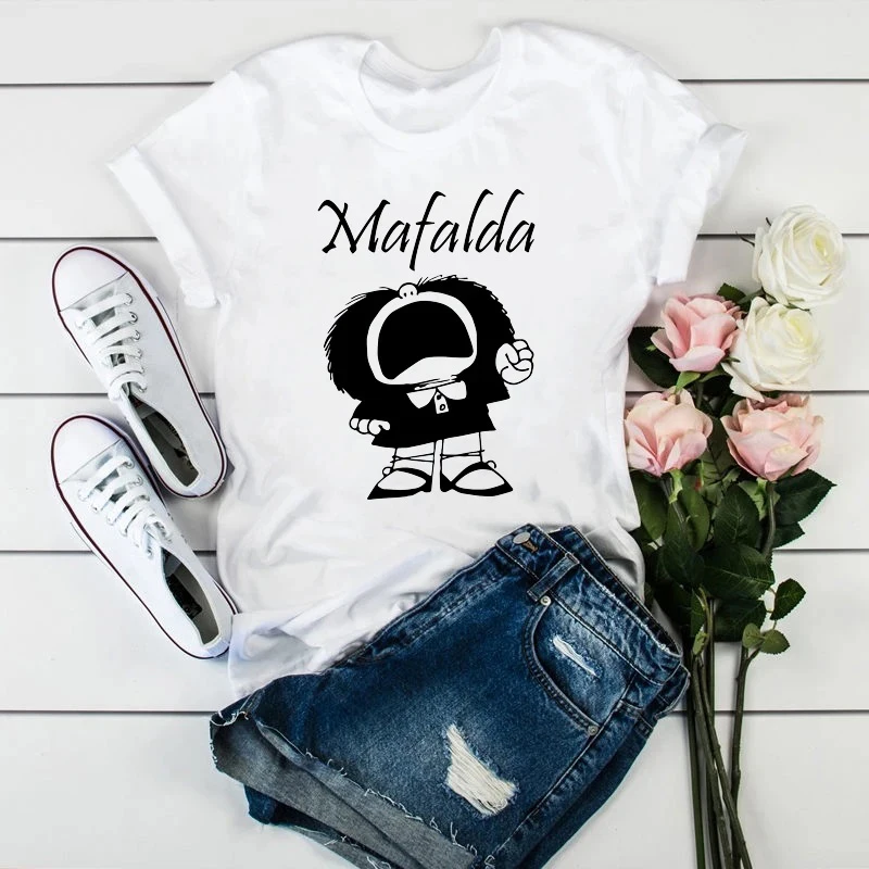 تيشيرت كاواي نسائي كرتوني ، تيشيرت مافالدا بأكمام قصيرة للفتيات ، ملابس Y2K ، ملابس الشارع ، بلوزة برسومات مانجا بيضاء ، الصيف