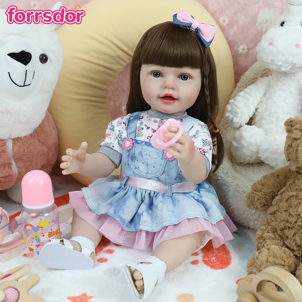 55 سنتيمتر نابض بالحياة تولد من جديد طفلة دمية كاملة سيليكون الفينيل فتاة الجسم قابل للغسل إيلين الأميرة طفل بيبي عيد ميلاد هدية الكريسماس