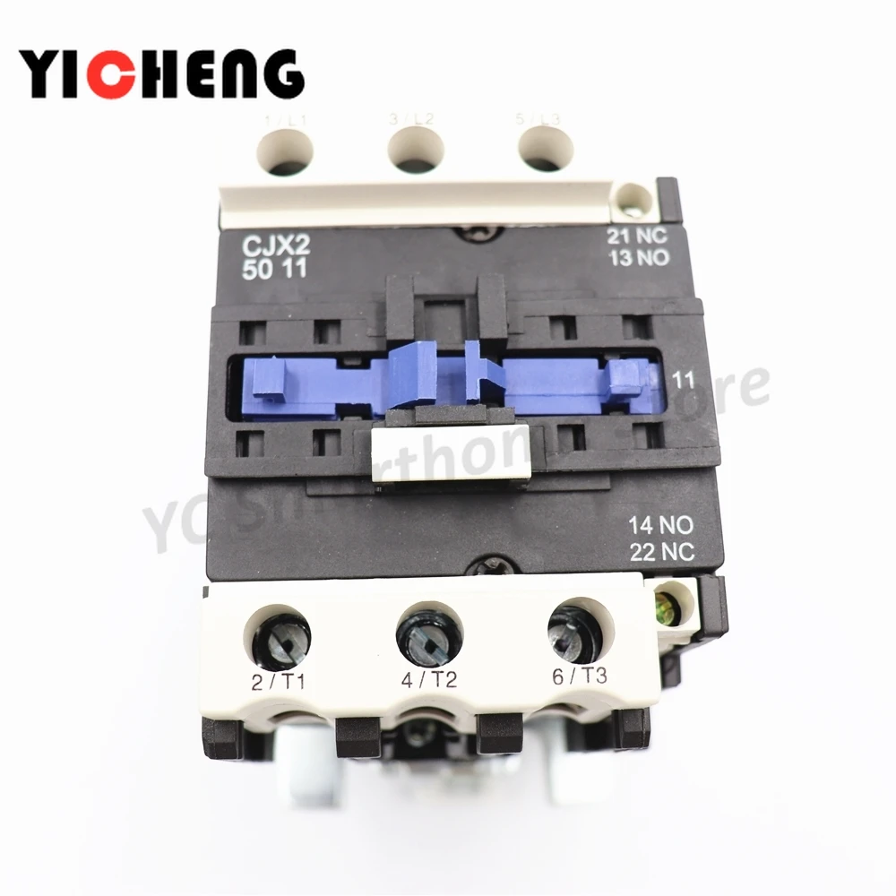 AC contactor 50A 3P+1NO and 1NC Rail installation lc1d CJX2-5011 1 normally open contact and  1 normally closed contact