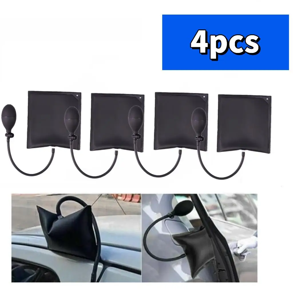 4pcs Black Air Pump Bag Wedge Cushion Automotive Car Inflatable Shims Hand Tools