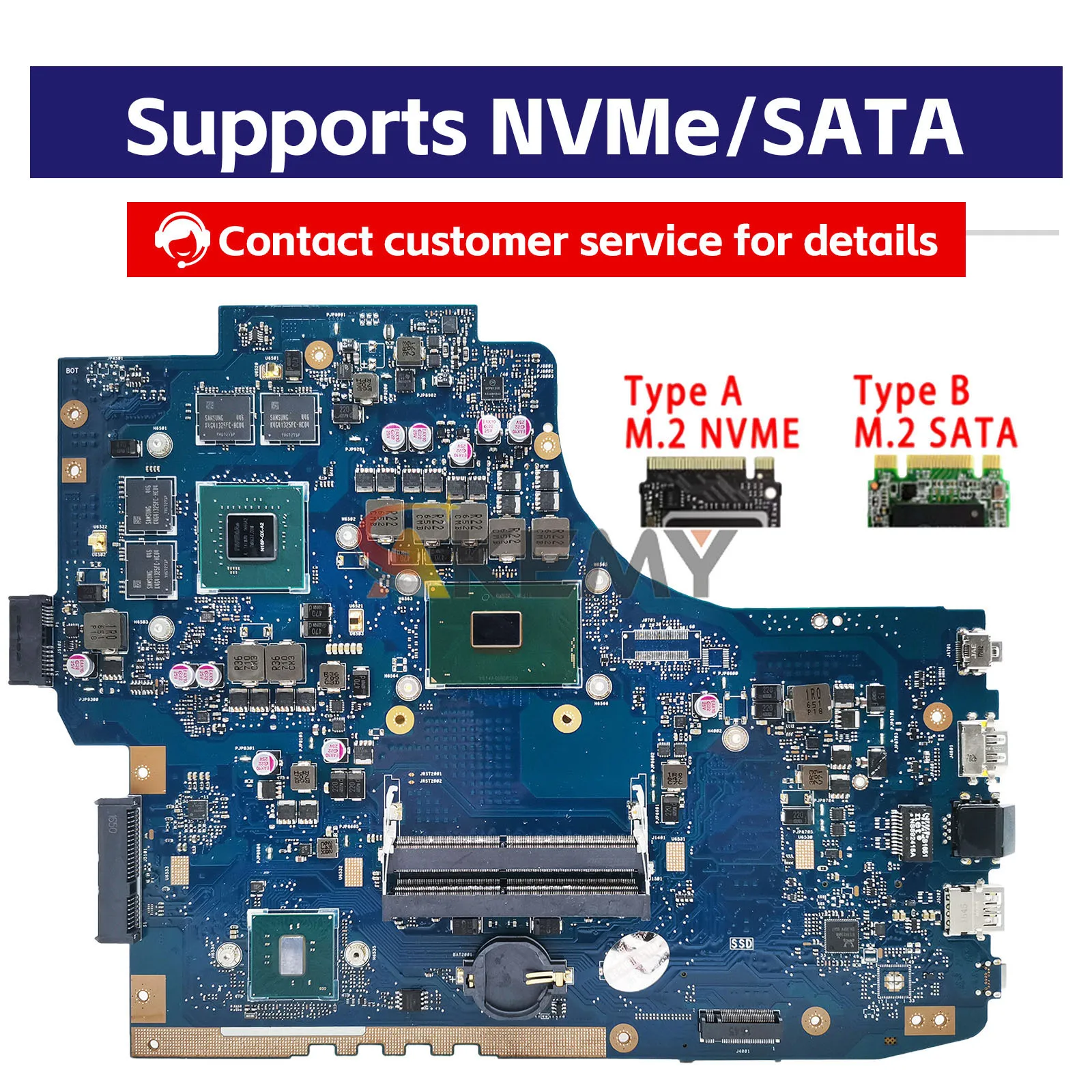 GL752VW Laptop Motherboard For ASUS ROG Strix GL752V ZX70VW GL752VL GL752VW Notebook Mainboard With I5 I7 CPU 100% tests OK stk