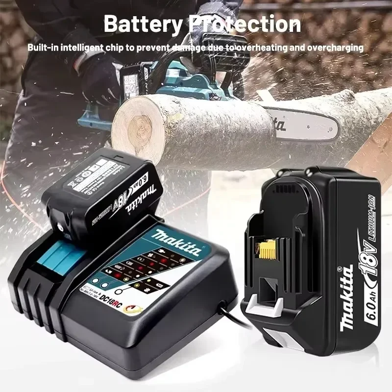 battery+charger 100% New original 18v Makita BL1860 BL1850B BL1850 BL1840 BL1830 replaced with Makita 18650 3/5/6/9Ah power tool