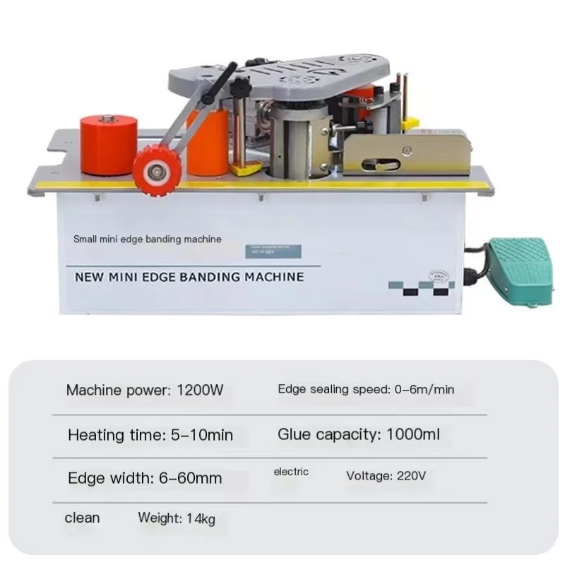 Máquina de anillado de bordes portátil para carpintería, herramienta automática para mejorar el hogar, Mini 1200 V, se puede utilizar con mesa de