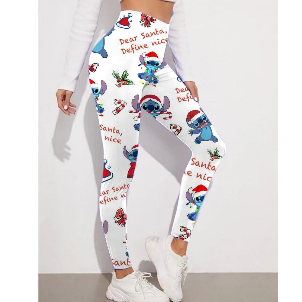 Women's sports Lilo&Stitch printed high elasticity tight fit waist circumference fitness jogging push up slim pencil pants