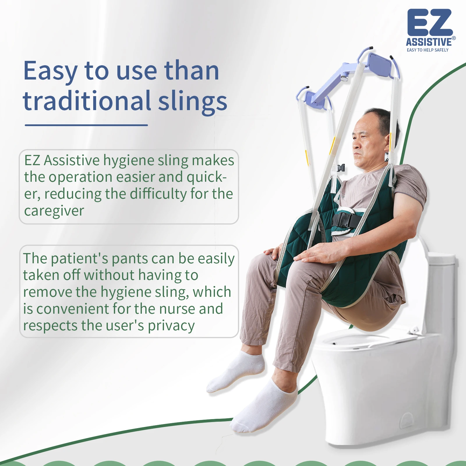 

Ehucon Patient Lift Sling Soft Hygiene Sling Positioning Disabled Divided Leg Portable Sling for Disabled Elderly Toileting