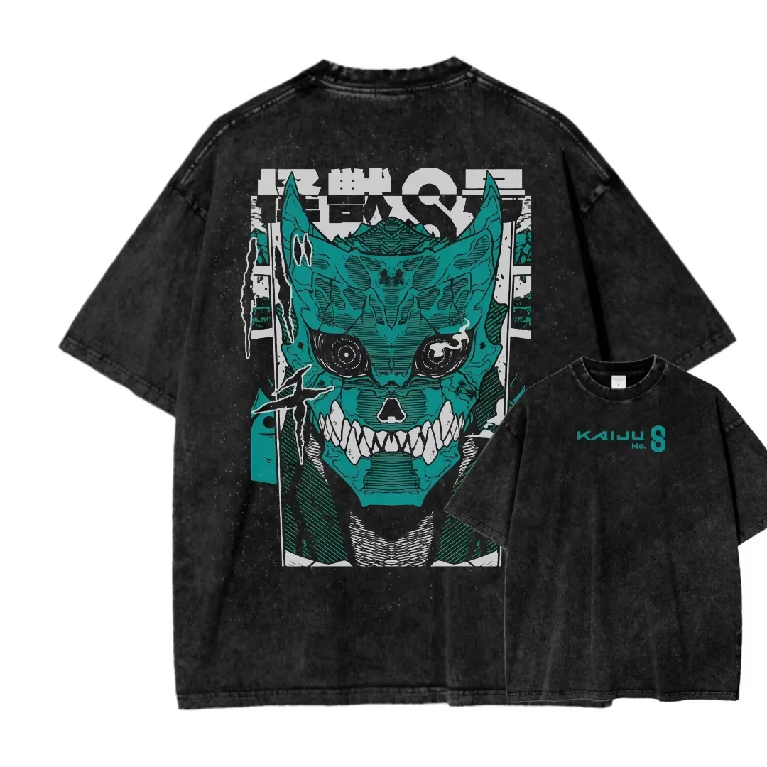 

Anime Kaiju No. 8 Graphic T Shirt Men Women Washed Cotton Tshirts Vintage Clothing Harajuku Male Short Sleeve T-shirt