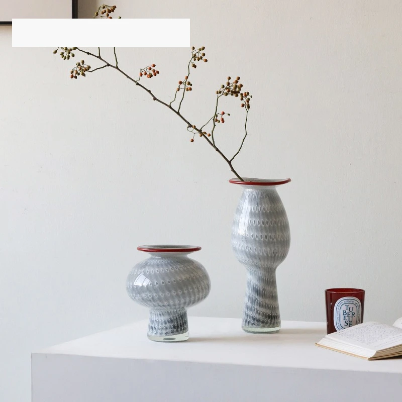 

Creative gray torch vase glass living room decoration high-end niche home decoration