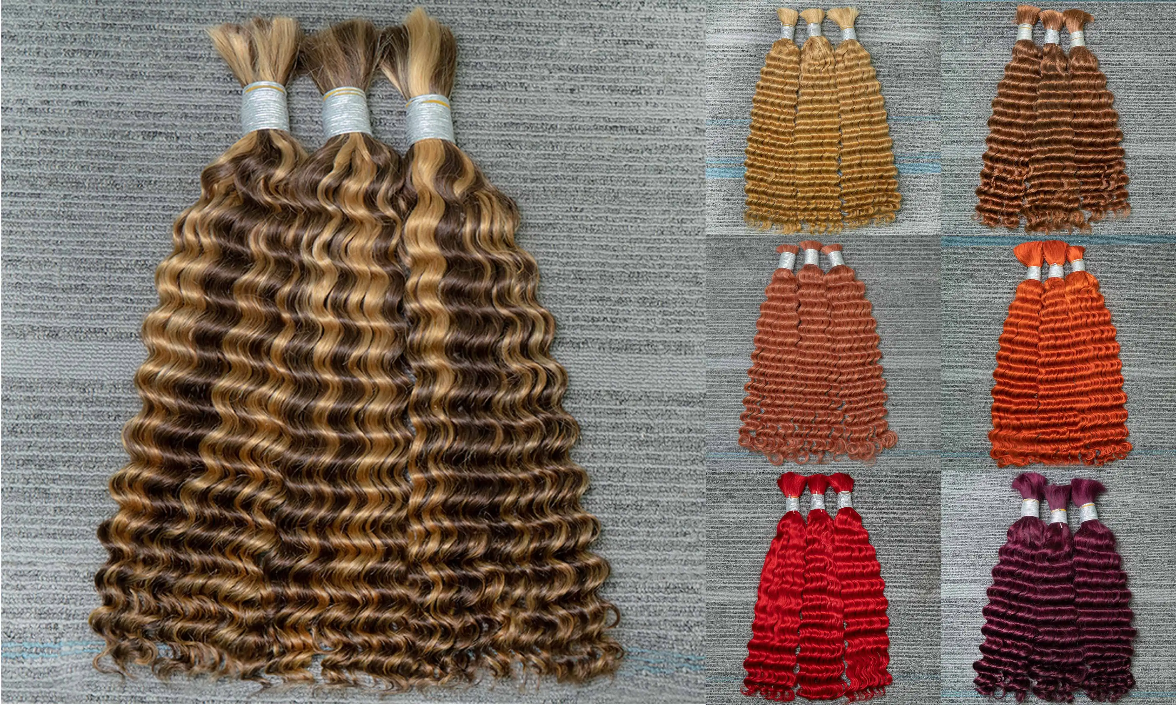 Trança de cabelo em massa 100% cabelo humano onda profunda colorido não processado sem trama boho tranças extensões de cabelo humano em massa remy cabelo 350 #