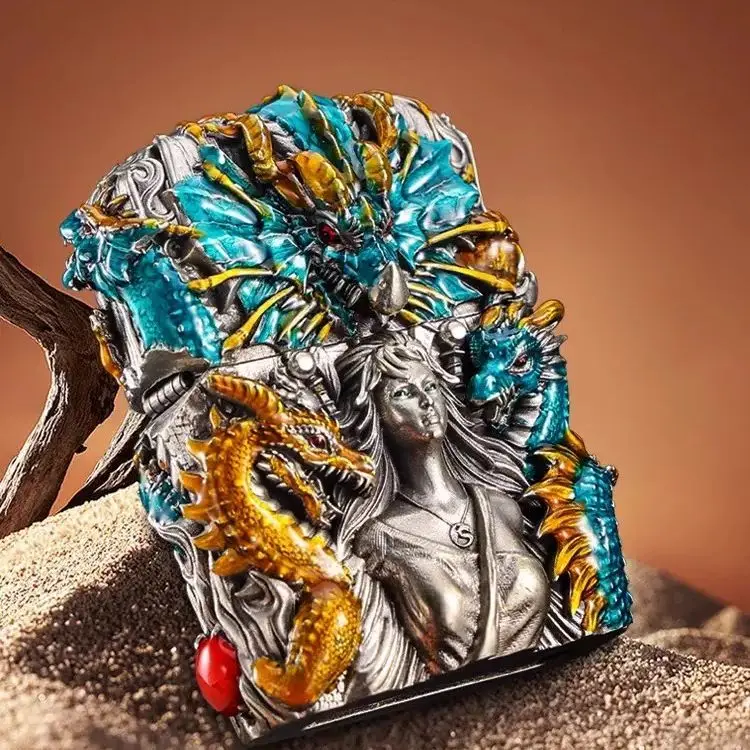 

НОВАЯ Зажигалка Jiulong Fairy Luminous Enamel Armor, классическая ветрозащитная зажигалка с кремневым колесом, аксессуары для сигарет, подарок для мужчин