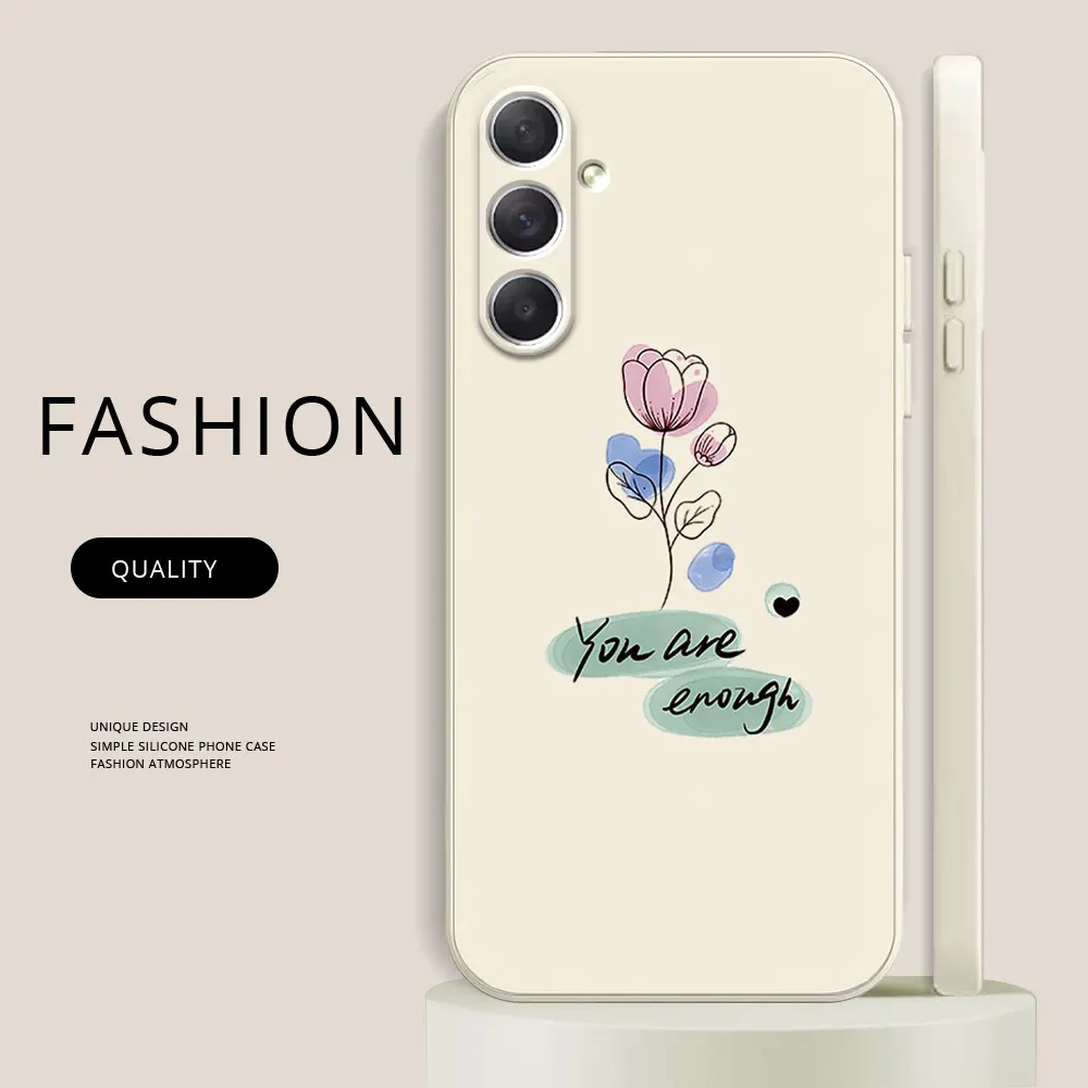 Phone Case For Samsung Galaxy M54 M52 M53 M33 M32 M14 M13 F54 5G M22 M12 F12 Soft Silicone TPU Shockproof Back Cover Flower