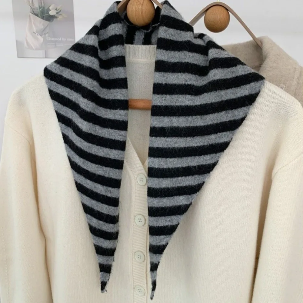 Neck Cover Solid Color Knitted Triangle Scarf Wool Windproof Cross Scarves Neck Guard Warm False Collar Autumn Winter