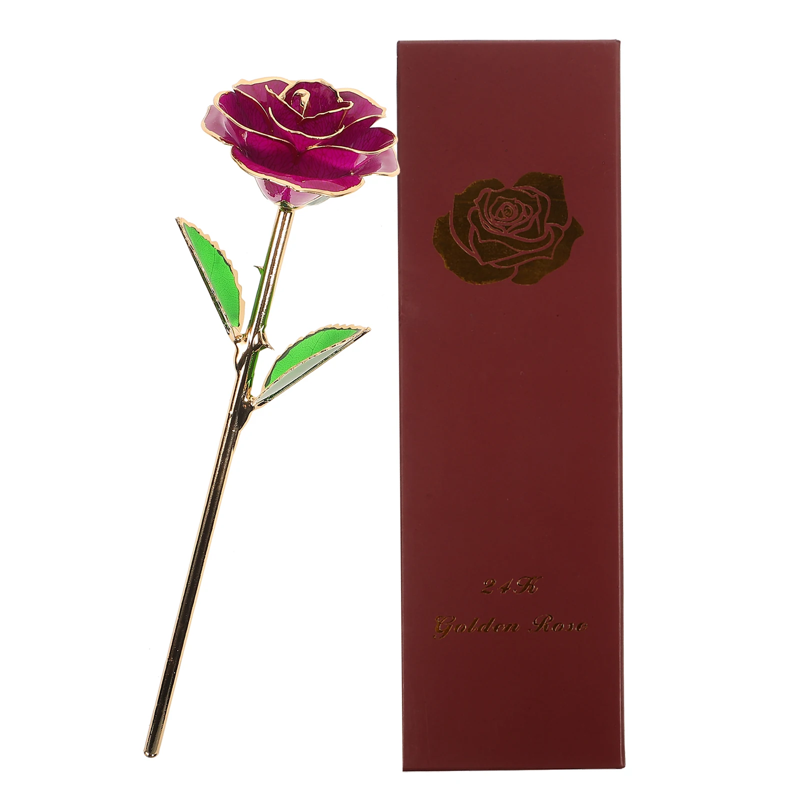 

24K Gold Plated Rose Flower Eternal Love Gift for Valentine's Day Christmas Anniversary Bride Artificial Decoration Red White