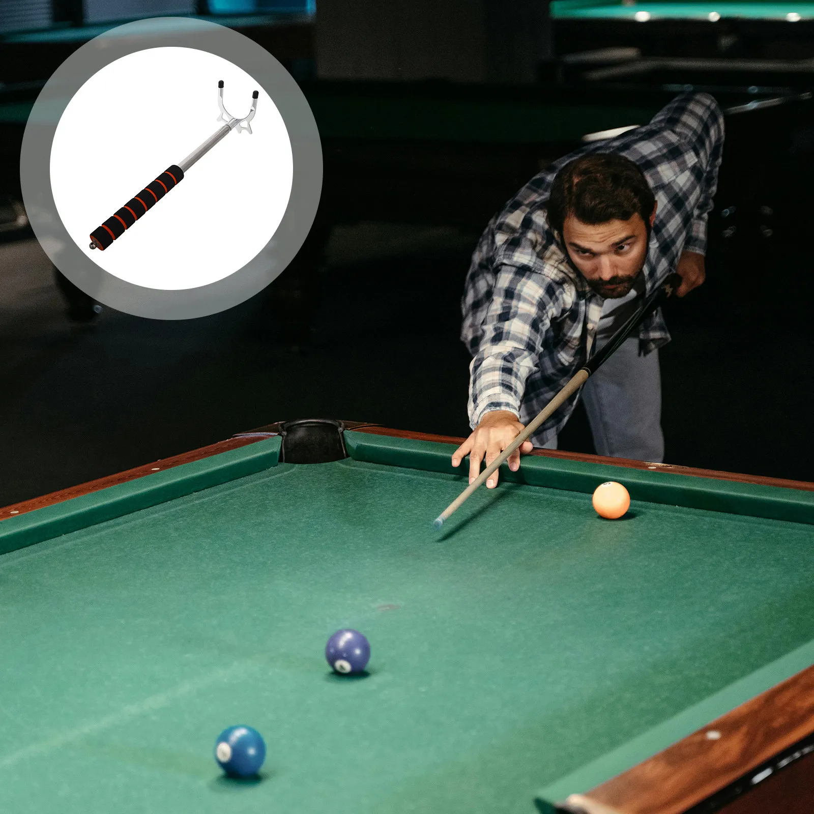 

Portable Telescopic Pool Cue Bridge Stick Adjustable Height Billiards Cue Rest Ergonomic Handle for Use Pool Table Game