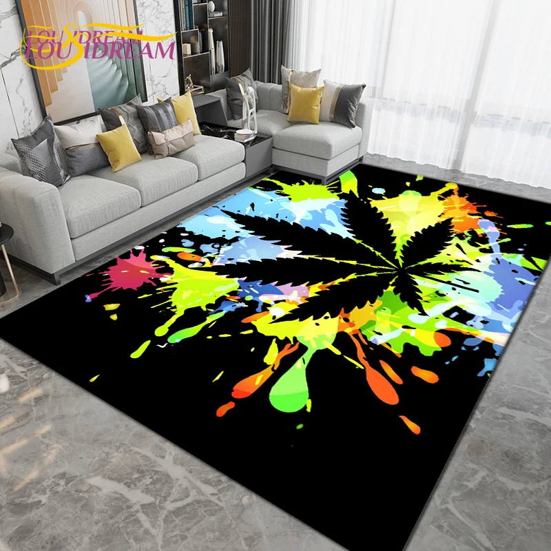 Bob Marley Reggae Music Jamaican Style Maple Leaf Area Rug,Rug Carpet for Living Room Bedroom Decoration Non-slip Floor Mat