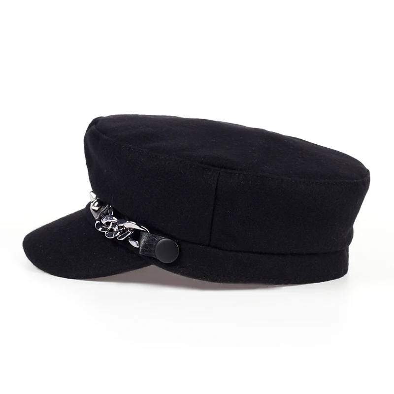 1piece Unisex Rivet Chains Navy Cap Outdoor Sunscreen Leisure Hat Spring Autumn Travel Tourism Beach Vacation