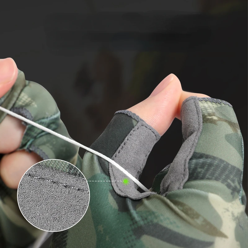 Guantes de pesca de seda de hielo para hombre, protección solar, exposición a los dedos, alta elasticidad, antideslizante, equitación, guantes de