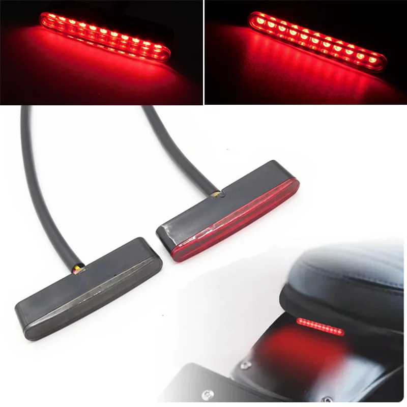 New Compatible with for Motorcycles Modified LED Rear Taillight Mini Strip-Style Brake and Running Light Replacement