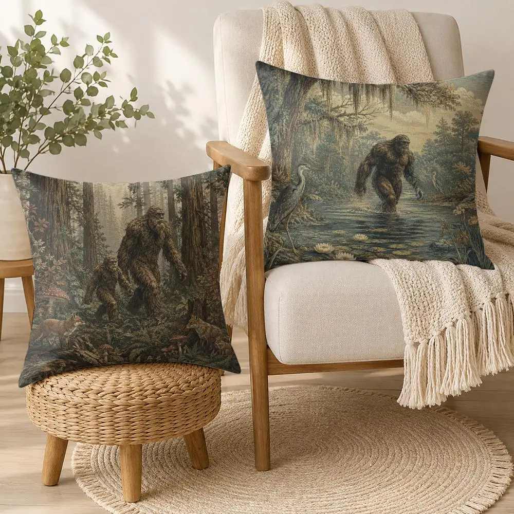 Forest Cryptid Tapestry Cushion Cover Soft Plush Cushion Case Throw Pillowcase Cozy Home Sofa Bed Living Room Bedroom Decor