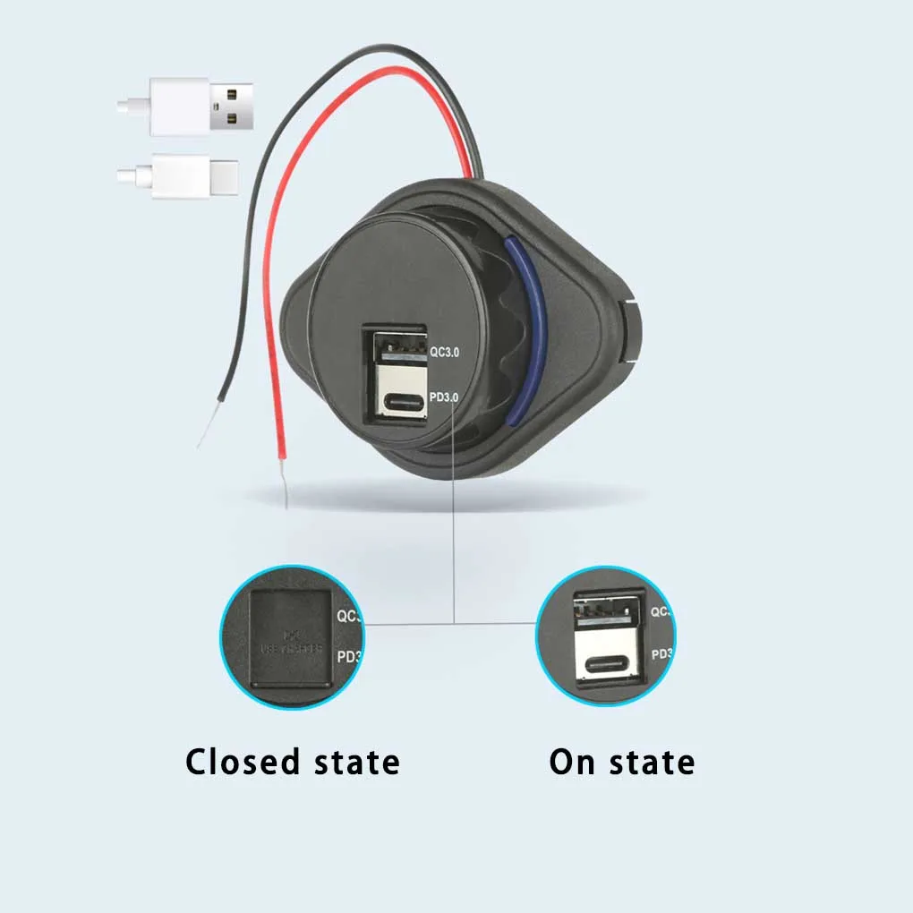 Enchufes de carga rápida de 2 piezas, enchufe de carga USB a prueba de polvo, cargador de coche, autocaravana, suministros de motocicleta, accesorios