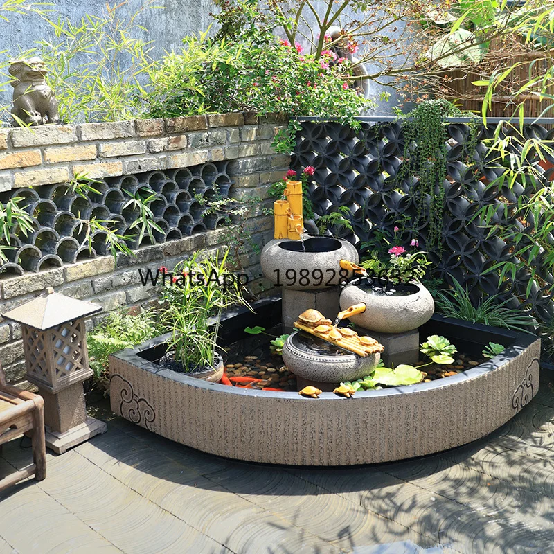 

YFY Courtyard Water Flow Ornament Garden Feature Outdoor Circulating Water Fish Pond Water System