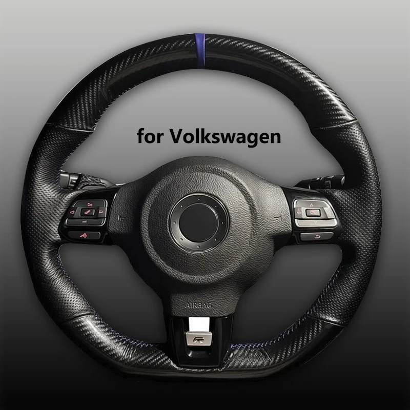 

Handmade Sewing Leather Steering Wheel Cover for VW Golf 6 GTI MK6 Polo GTI Scirocco R Passat CC R-Line 2010 Car Interior