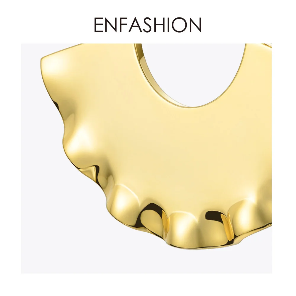 ENFASHION Fan Geometric Drop Earrings For Women Gold Color Curve Big Dangle Earings Fashion Jewelry Pendientes Abanico EC191037