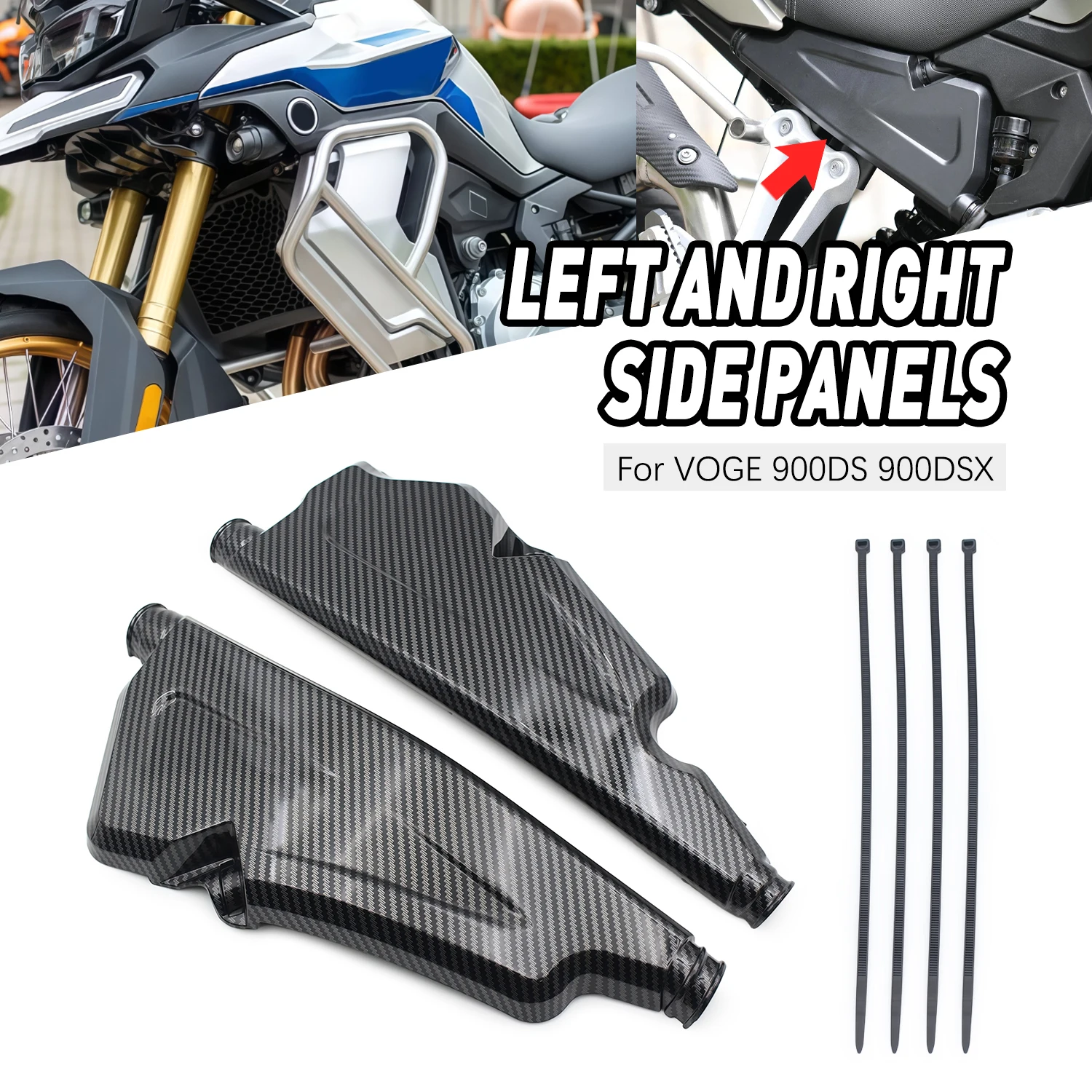 

Motorcycle Side Panel Fairing Protection Guard Upper Frame Cover Plate Mudguard Infill Set For LONCIN VOGE 900DS 900DSX 24-25