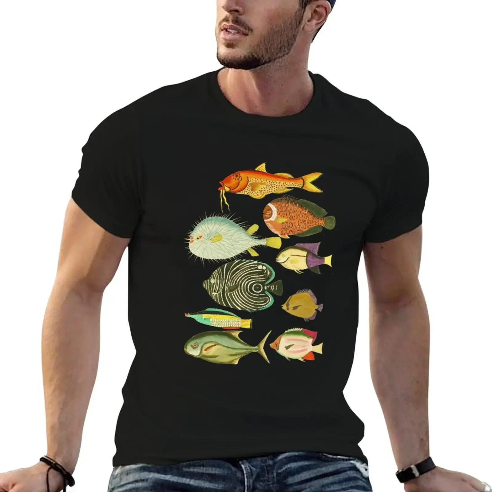 

HD. Fishes (number 1 of 7), by Louis Renard (1754) T-Shirt oversized t shirt summer tops t shirt men 100℅ cotton