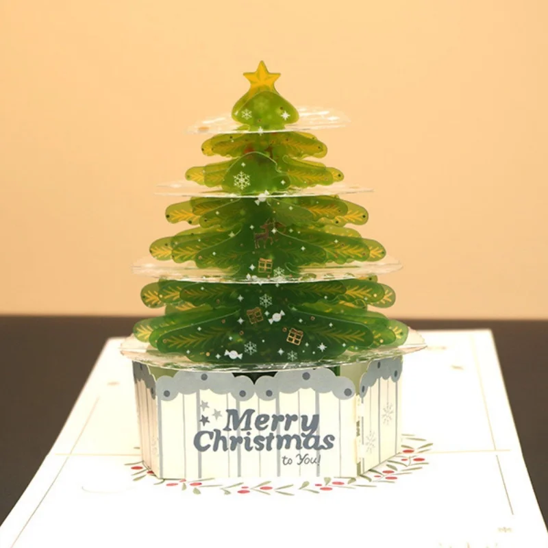 

2Pcs Christmas Tree Greeting Cards Christmas Gifts 3D Pop-Up Cards Creative and Exquisite Gifts Includes Envelopes