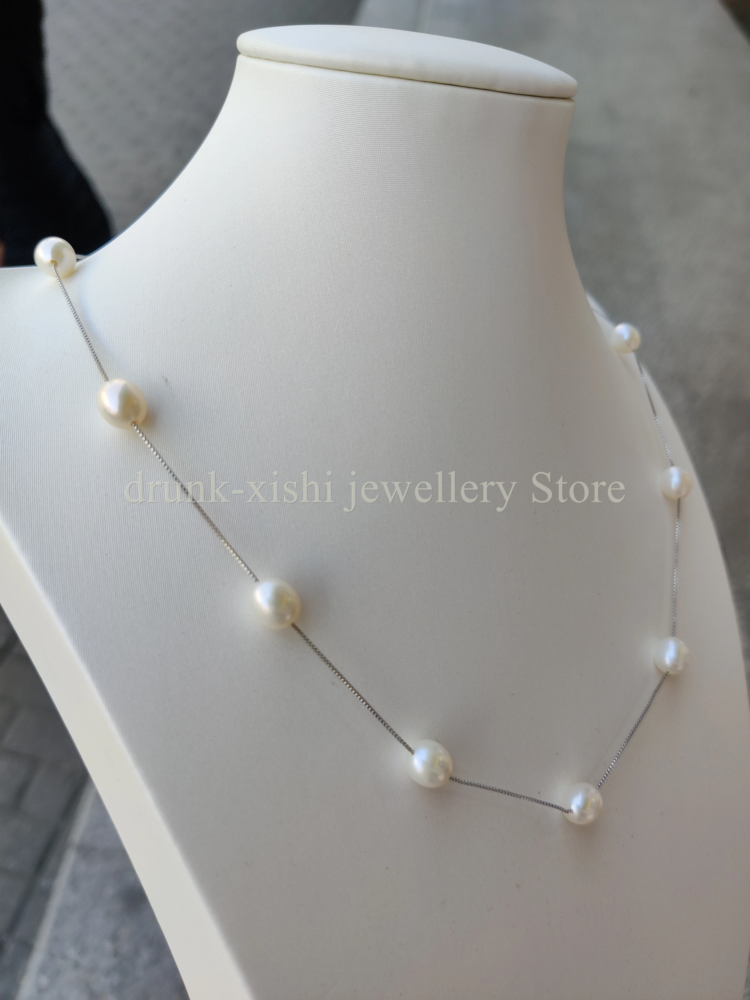 Timeless Real Photos AAA+ 7-8mm South Sea White Pearl Pendant Necklace 18 Inch Daily Wear For Girl's Gift Free Shipping