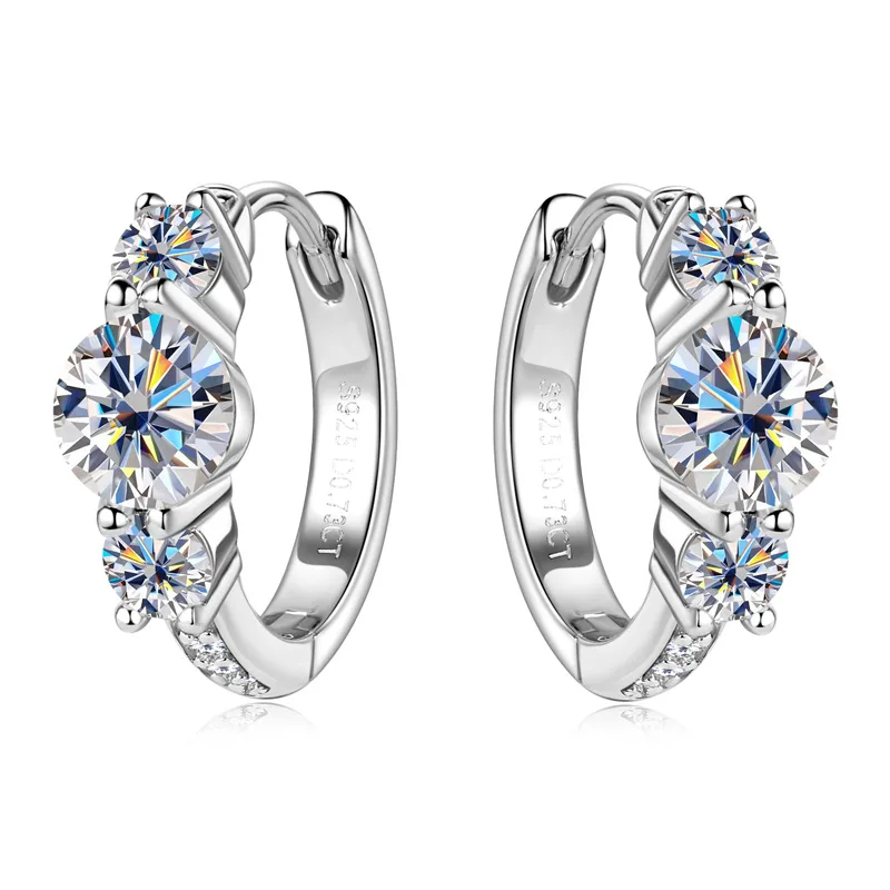 

Apaison 925 Sterling Silver Full Moissanite Wedding Studs Earrings Gold Plated Jewelry Gift For Female