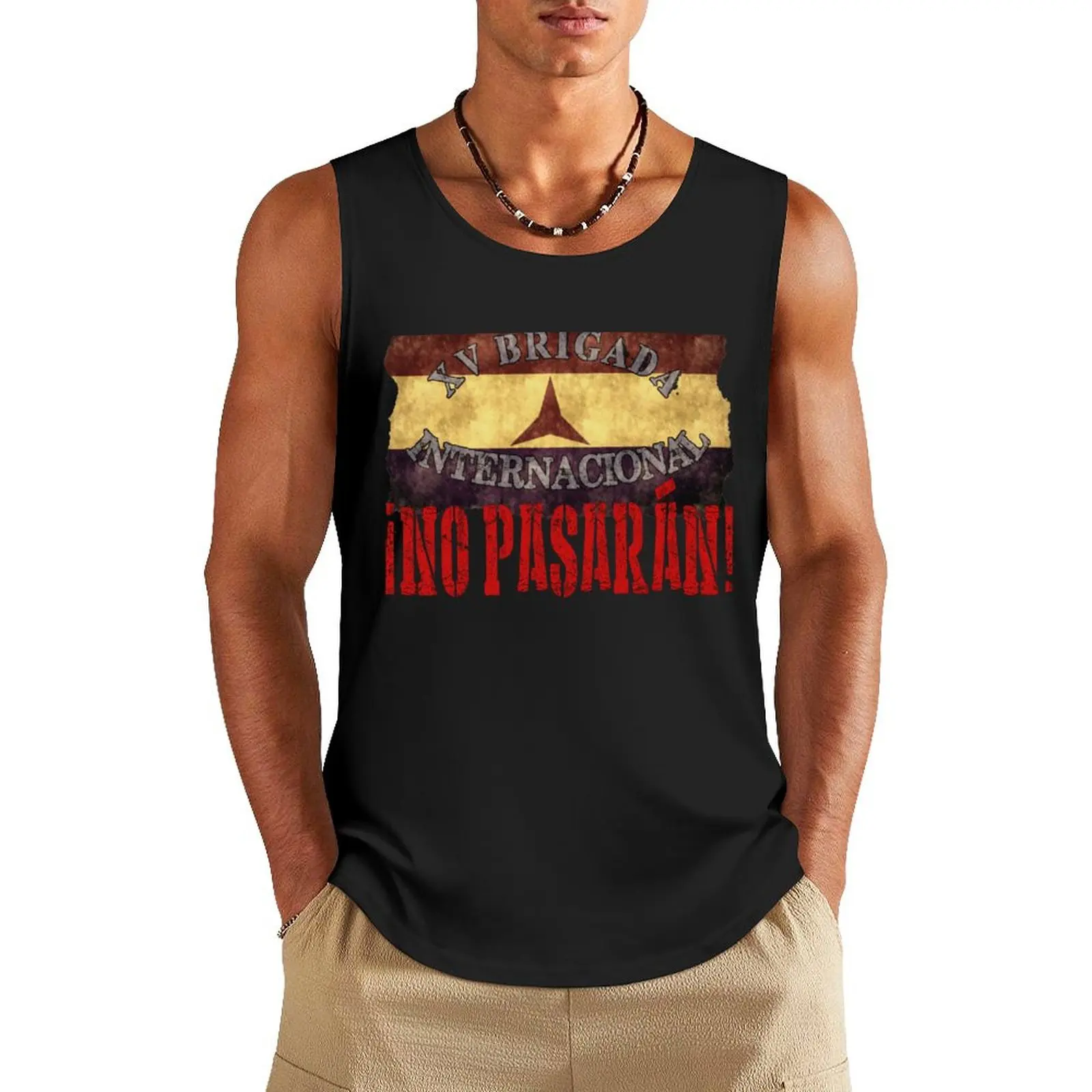 

BRIGADA INTERNACIONAL, NO PASARAN Tank Top summer clothes men 2025 Men's t-shirts gym clothes men