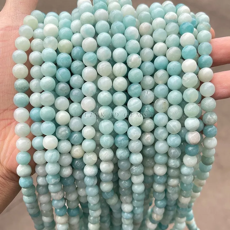 5A Manik-manik Batu Amazonite Alami Bulat Manik-manik Longgar untuk Membuat Perhiasan 4 6 8 10 12Mm Perles Permata Manik-manik Longgar Diy Kalung Gelang