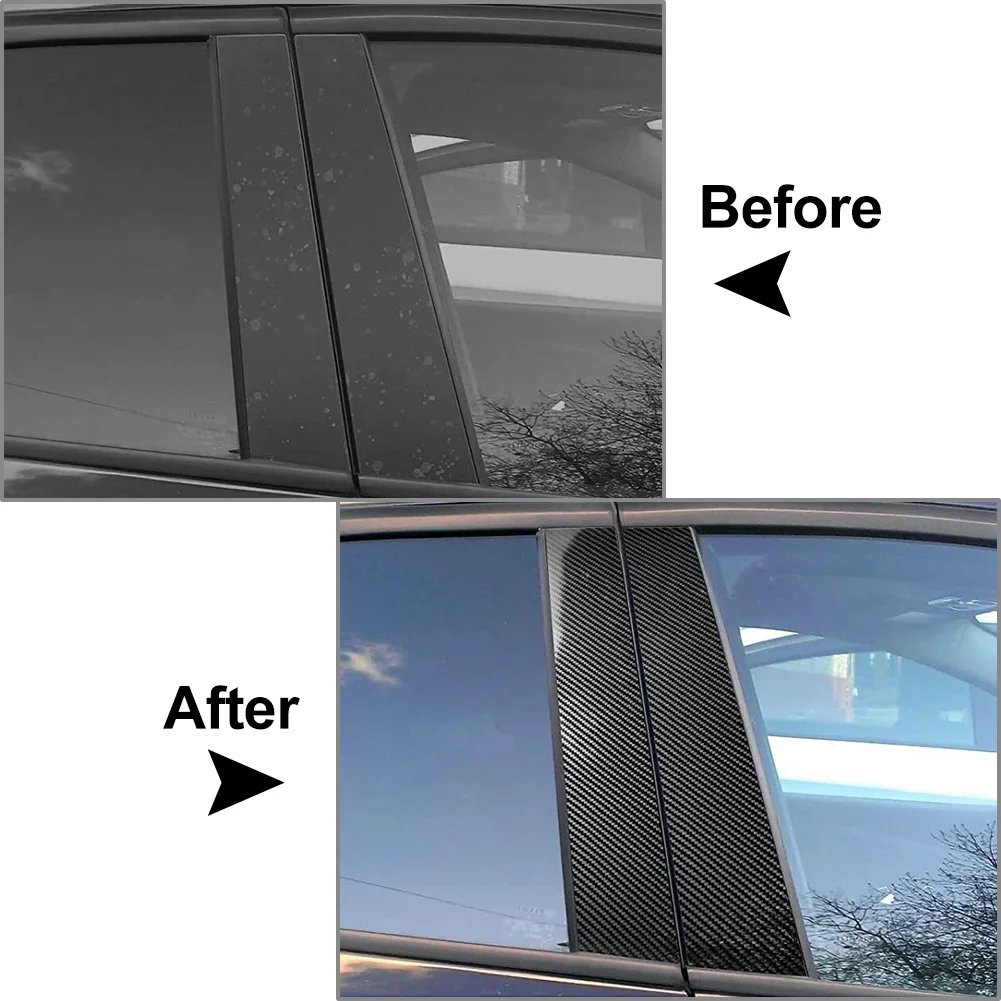 4Pcs Carbon Fiber Car Exterior Door Window B Pillar Post Cover Trim For Porsch Panamera 2009 2010 2011 2012 2013 2014 2015 2016