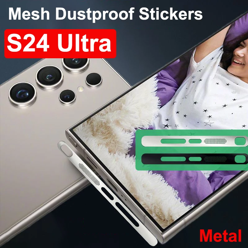 Dla Samsung S24 Ultra głośnik telefoniczny siatkowe naklejki pyłoszczelne dla Galaxy S24Ultra zintegrowany głośnik z włókna osłona przeciwpyłowa
