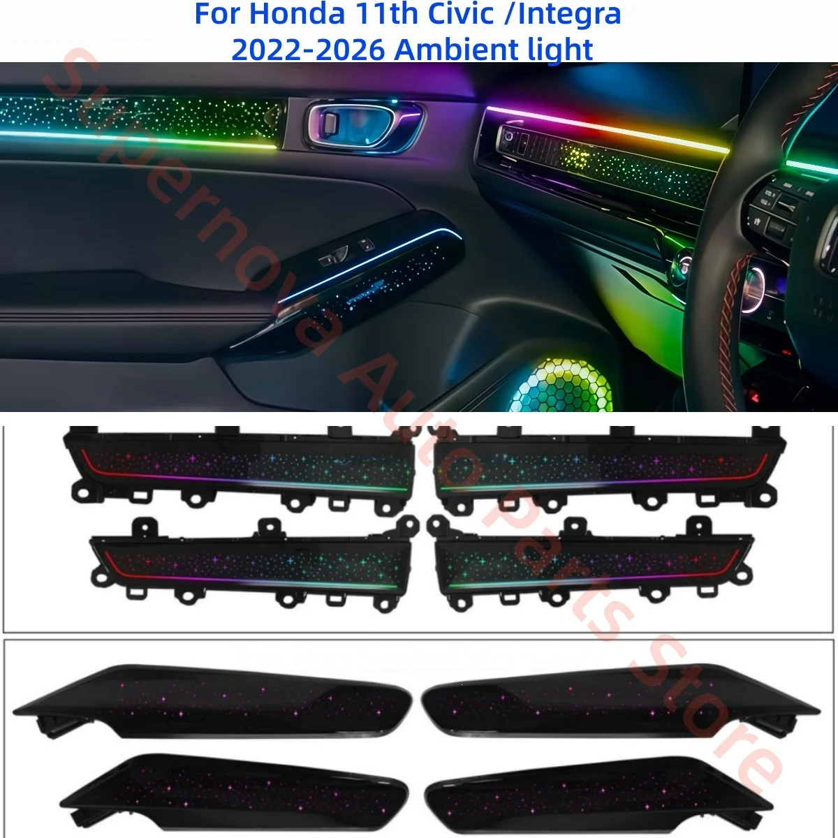 RHD For Honda 11th generation Civic/Integra 2022-2026 Ambient light car interior light upgrade Decorative strip Atmosphere lamp