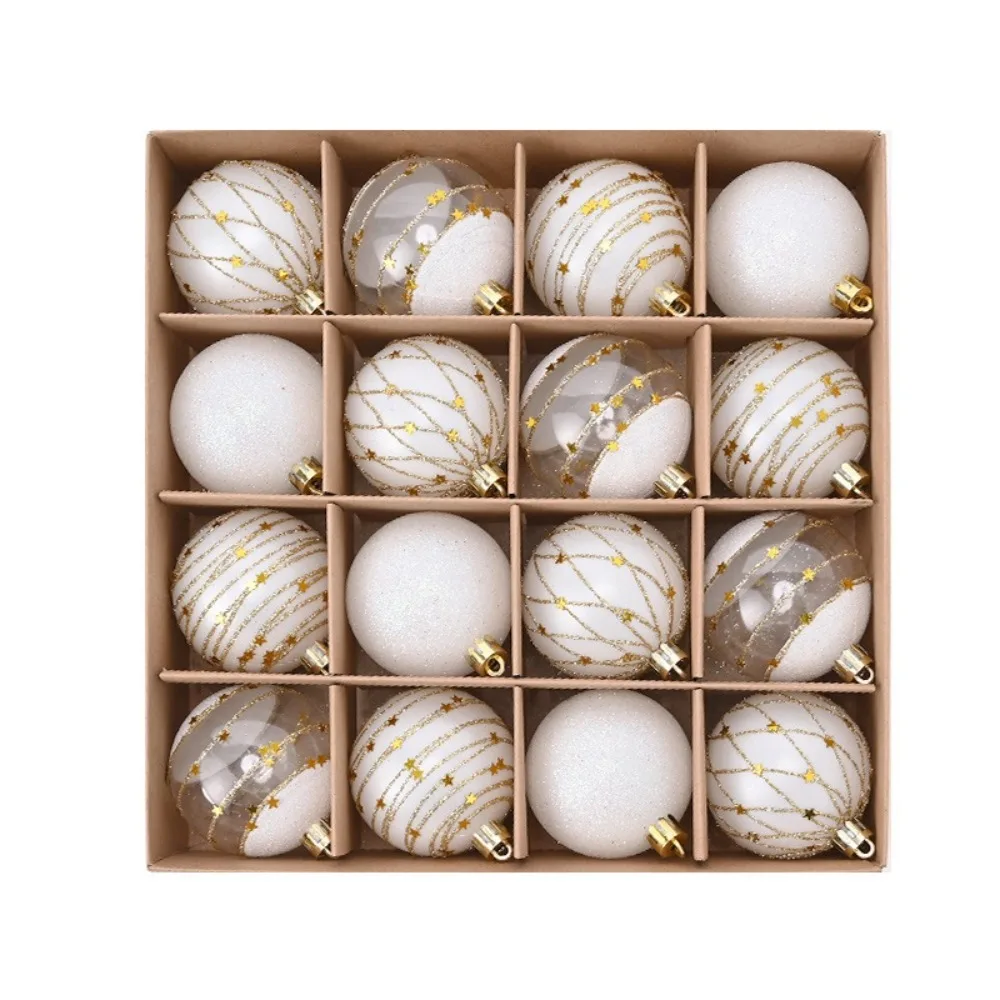 16Pcs 6cm Electroplated Ball Christmas Tree Ornament Plastic New Year Christmas Decorations Pendant DIY Crafts Painted