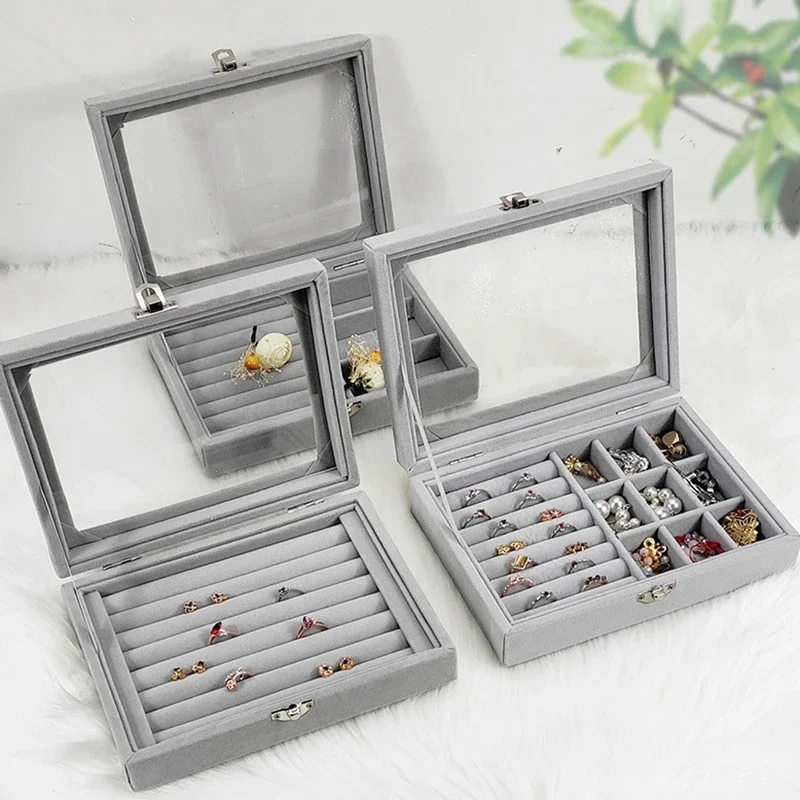 Earrings Storage Box Jewelry Dustproof Jewelry Box Ear Clip Earrings Ear Line Finishing Small Jewelry Box with Lid