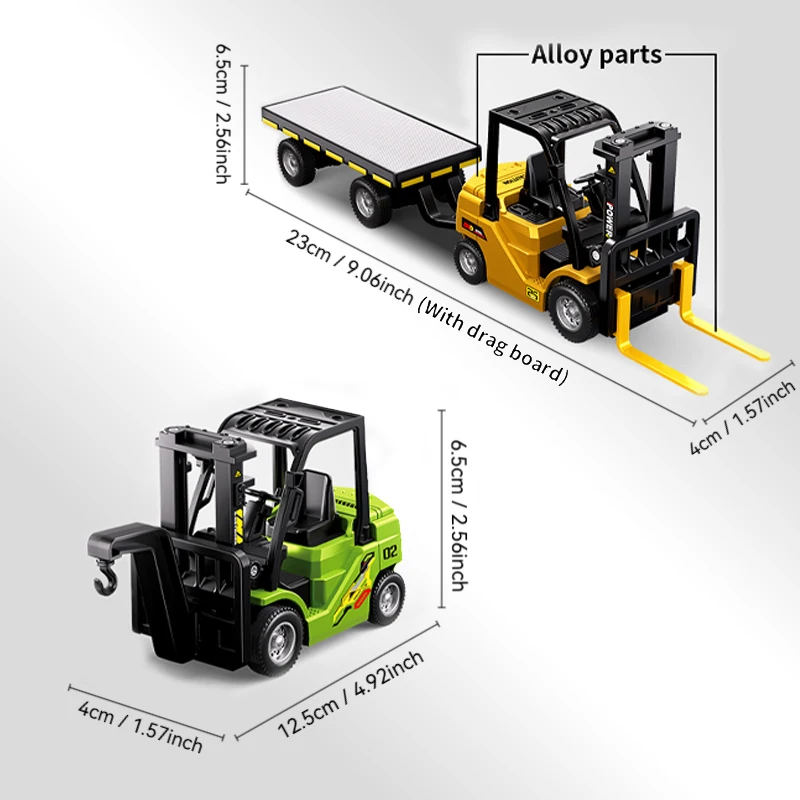 1: 64 مجموعة رافعة شوكية صغيرة عن بعد، إضاءة وموسيقى، مادة سبيكة متينة، تدعم اتصال الهاتف المحمول APP، هدية الهالوين