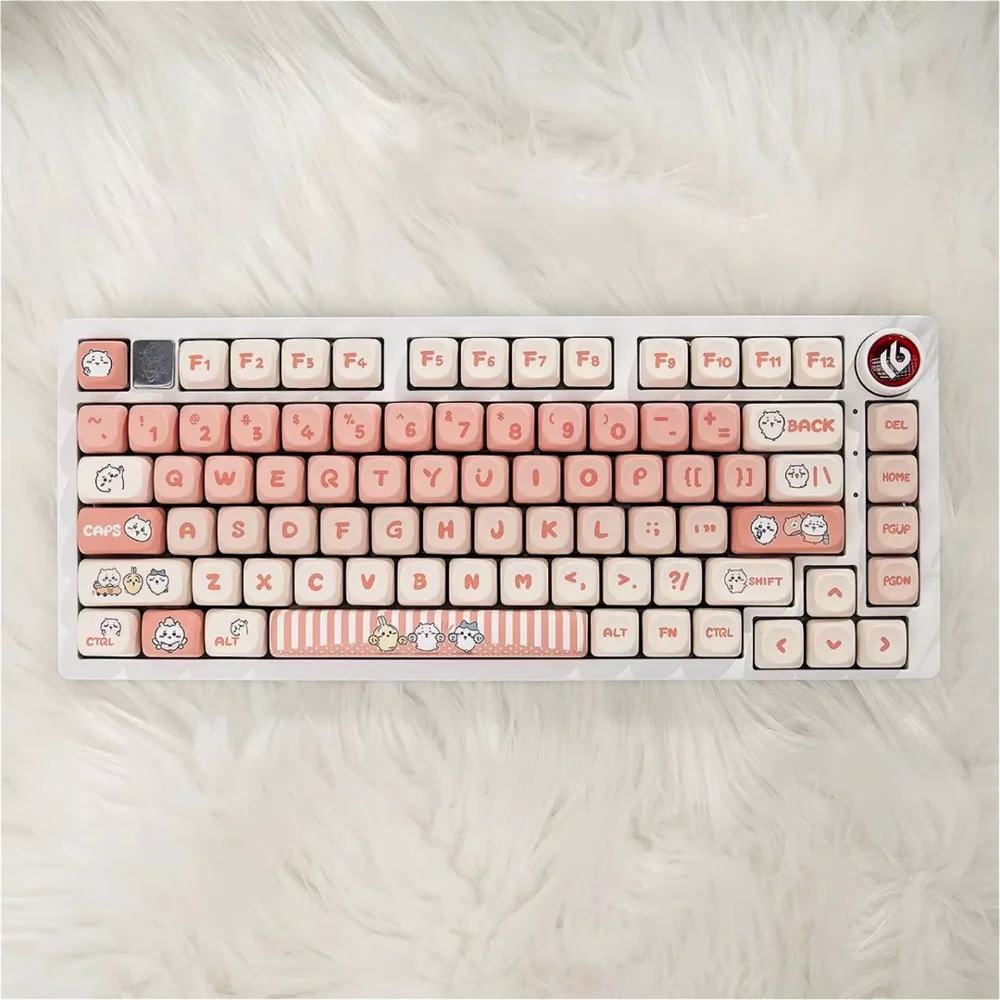 Kawaii MOA PBT Cartoon Pink Gee 123-Tasten-Tastaturkappen-Set für mechanische Tastatur 66/68/86/96/98/104