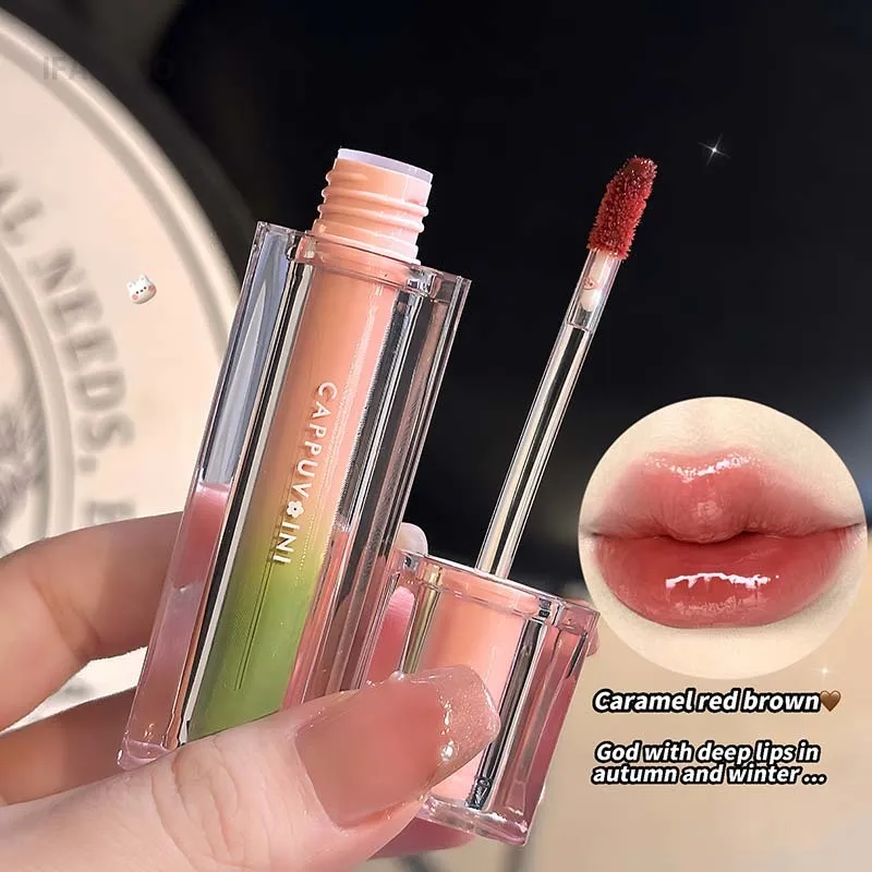 عارية الأرجواني مرآة الشفاه الصقيل طويلة الأمد غير يتلاشى ترطيب أحمر الشفاه السائل الملمس المائي الجلد اشراق أحمر داكن الشفاه تينت