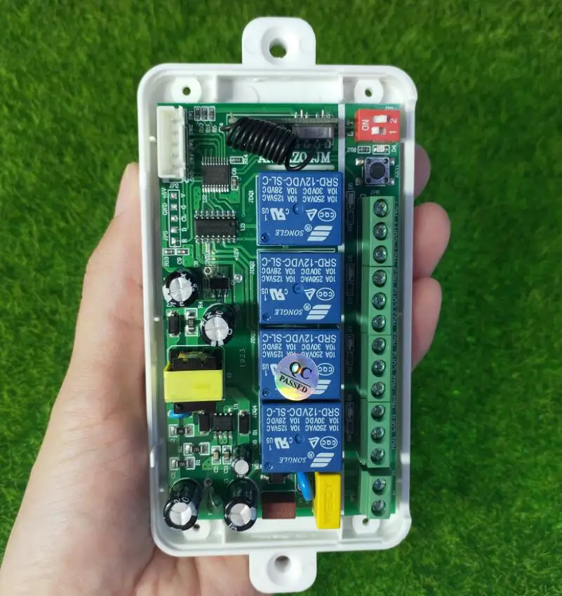 ガレージドア用ワイヤレスリモコン,受信機送信機スイッチ,電気ドア,ファン,AC 220v,4 ch,RF, 433mhz