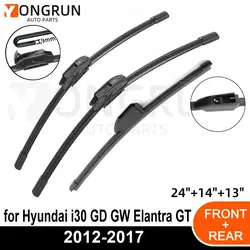 3PCS Car Wiper for Hyundai i30 GD GW Elantra GT 2012-2017 Front Rear Windshield Four Seasons durable Accessories 2012 2016 2017