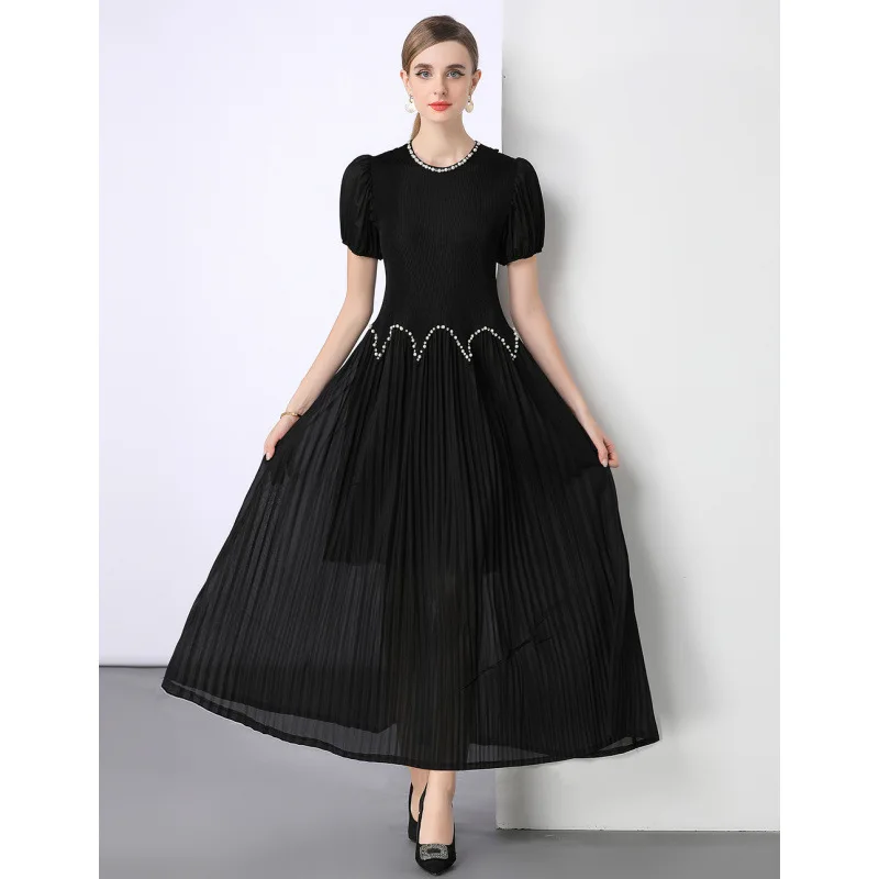 Heavy Embellied Pleated Skirt Dr mid Waist Street Sle Knitted Snowflake Fabric Thi Winter ort Sve Women's Faion