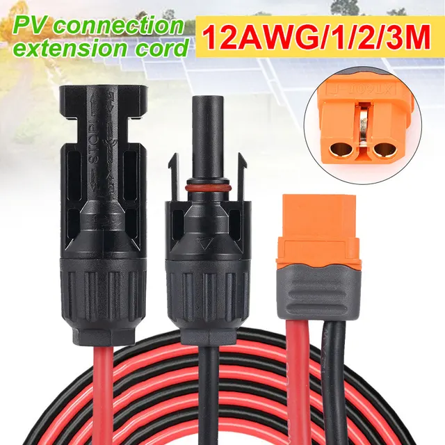 Złącze słoneczne XT60I- F Adapter 12AWG Kabel łączy przewód kabla ładującego panel słoneczny do przenośnej elektrowni generatora słonecznego