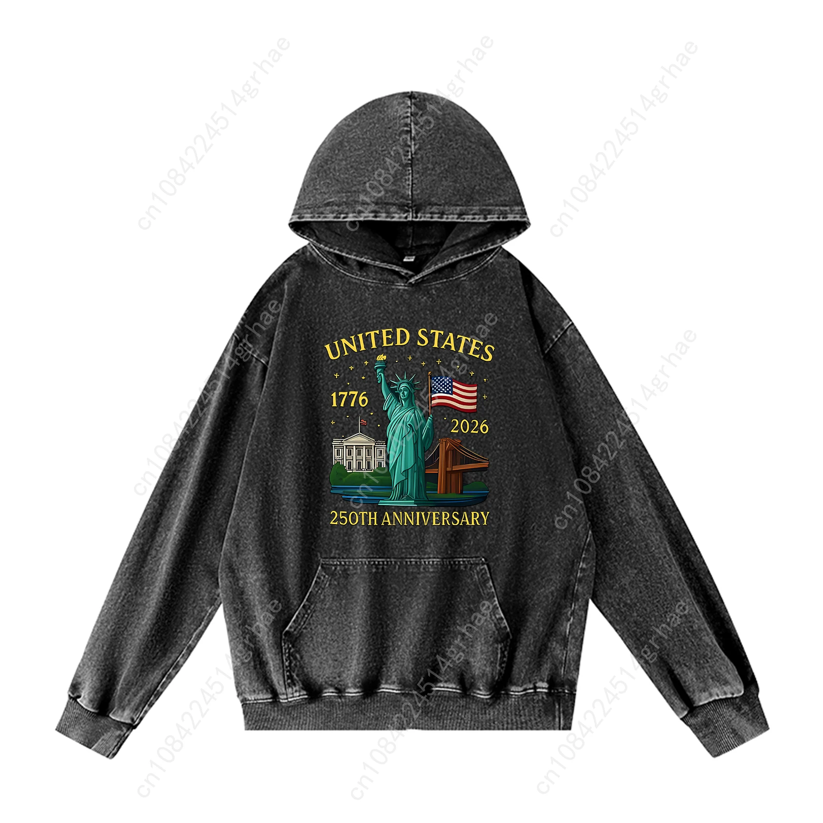 Years America Anniversary 250th Retro Hooded Sweatshirt Mens Woman Vintage Pullover Sweatshirt
